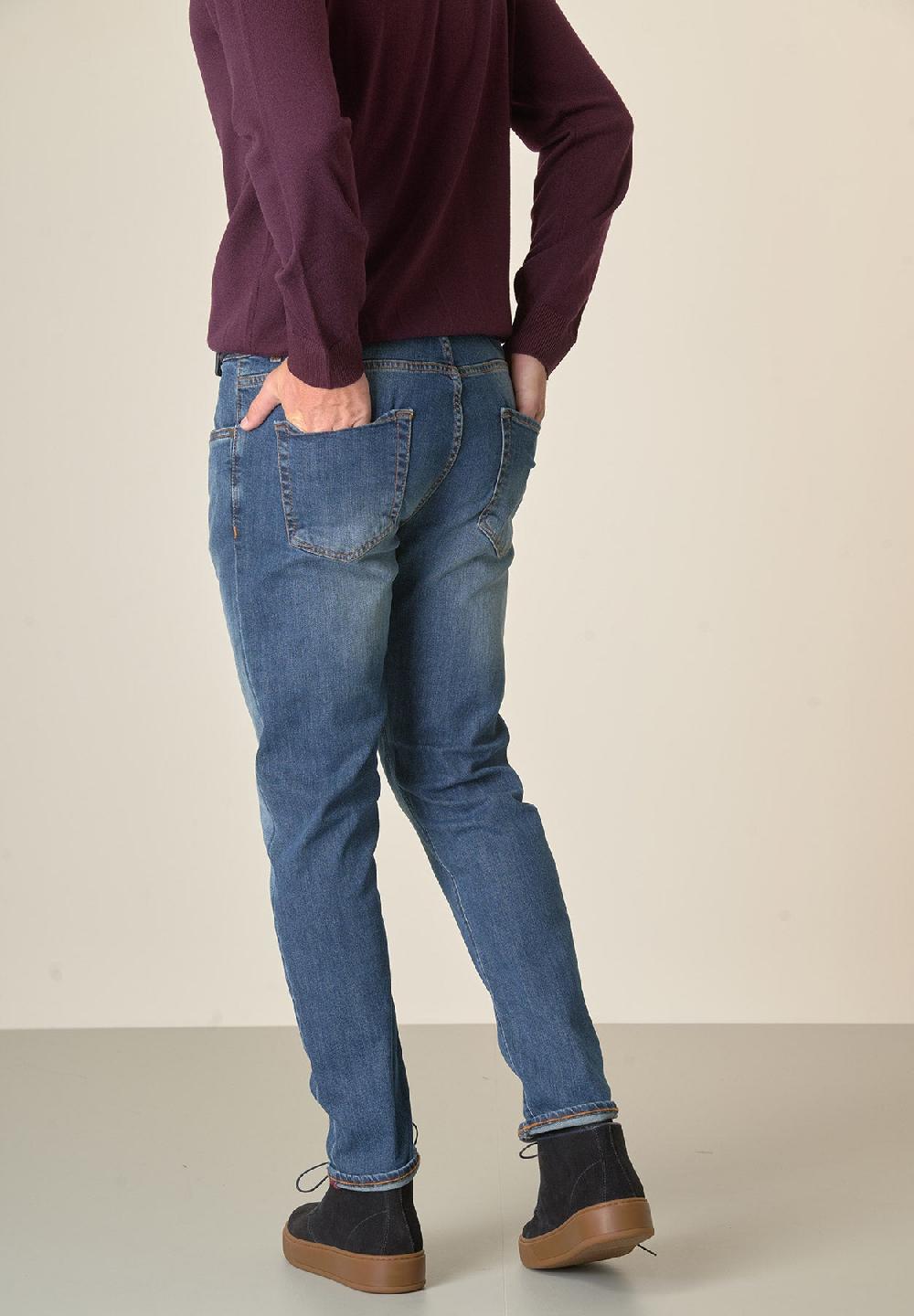 Angelico Jeans lavaggio medio cotone stretch slim fit Vendita Calda