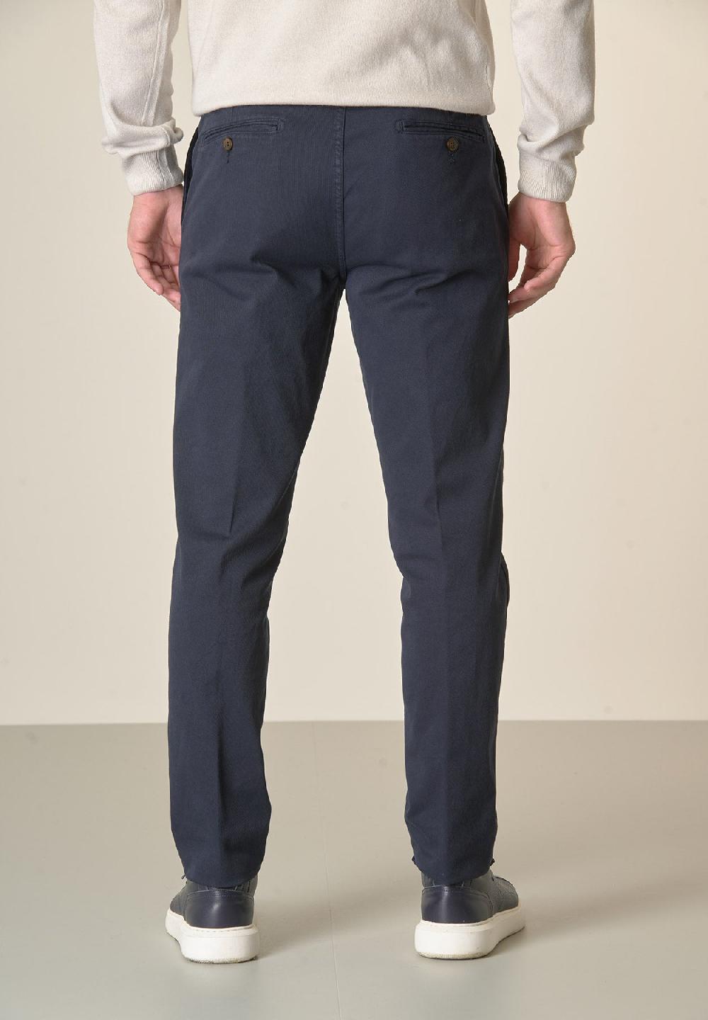 Angelico Pantalone blu tricotina cotone stretch regular fit Saldi Di Fabbrica
