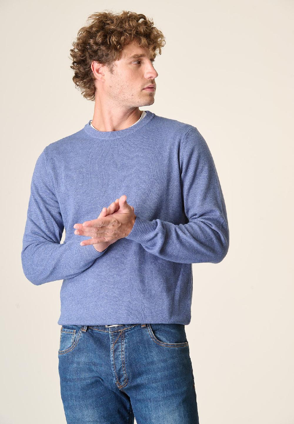 Angelico Girocollo blu denim chiaro misto cashmere 2025
