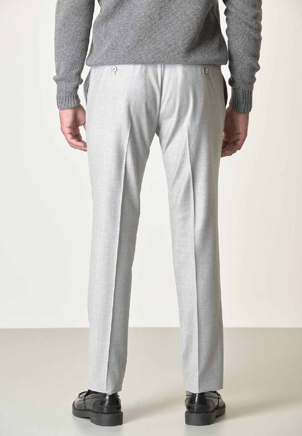 Angelico Pantalone grigio chiaro flanella lana vergine custom fit Negozi Online