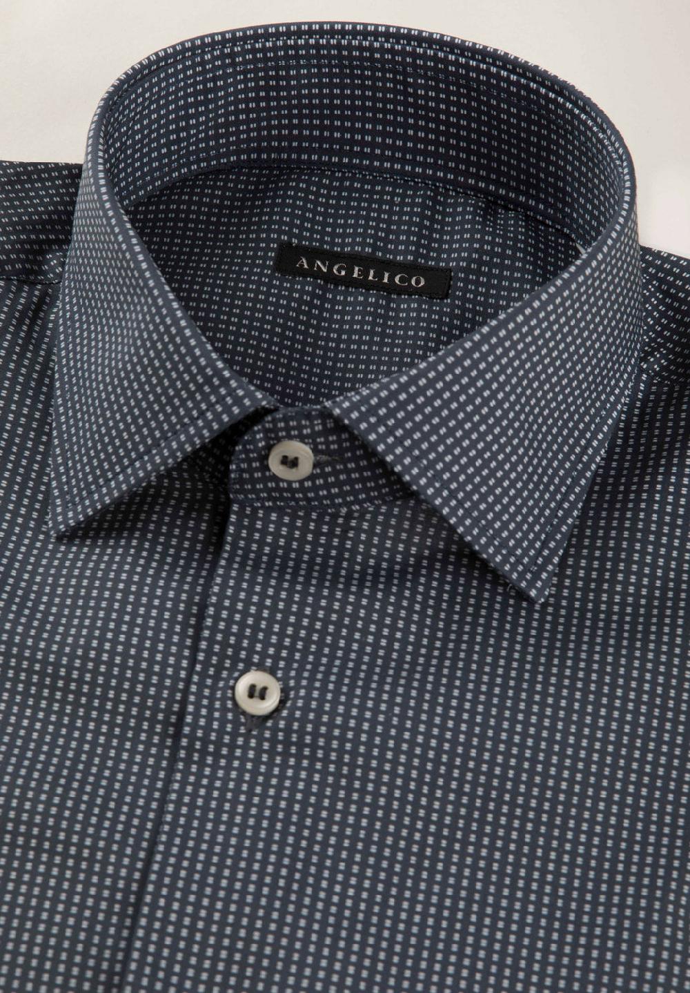 Angelico Camicia blu microdisegno cotone regular fit Nuovi prodotti
