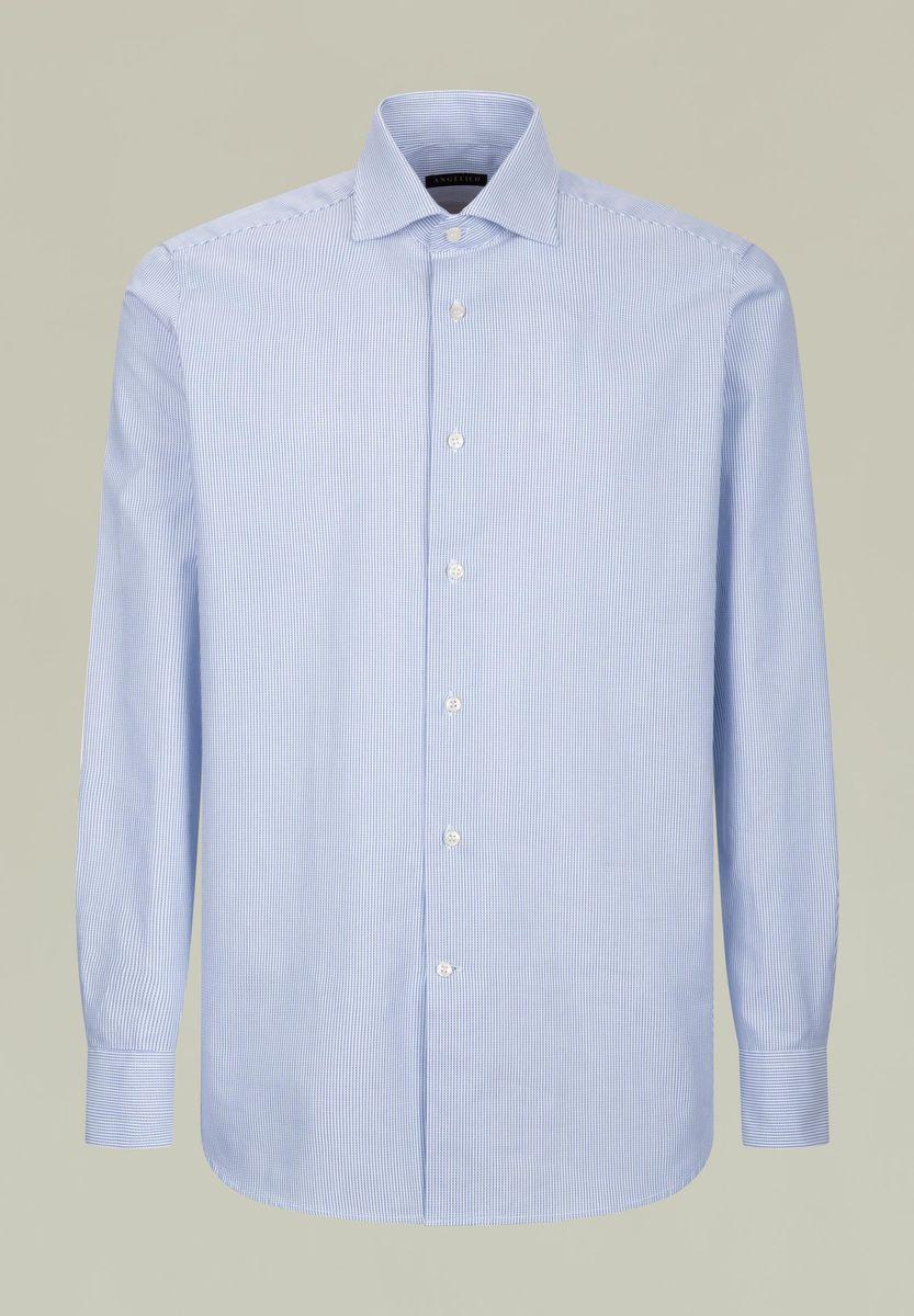 Angelico Camicia bianca-blu armatura rigata slim Fino Al -60%