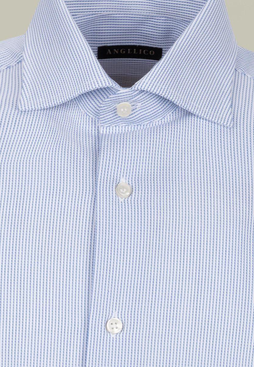 Angelico Camicia bianca-blu armatura rigata slim Fino Al -60%
