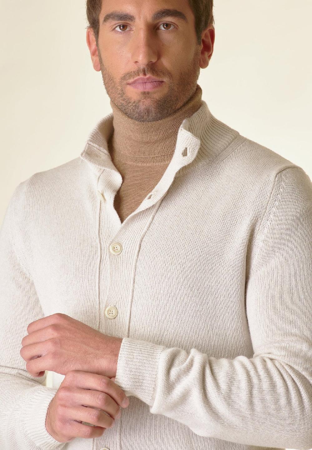 Angelico Giacca in maglia ecrù mano cashmere Sottocosto