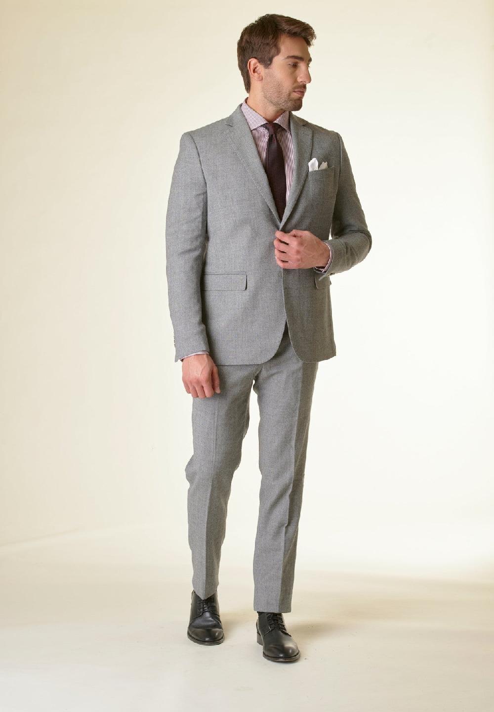 Angelico Abito grigio microdisegno lana stretch custom fit Online
