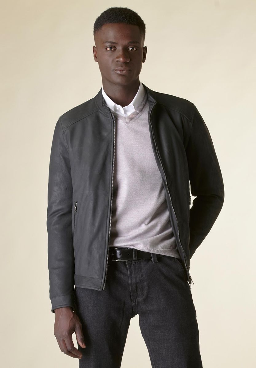 Angelico Giubbotto nero nappa imbottito coreano Outlet