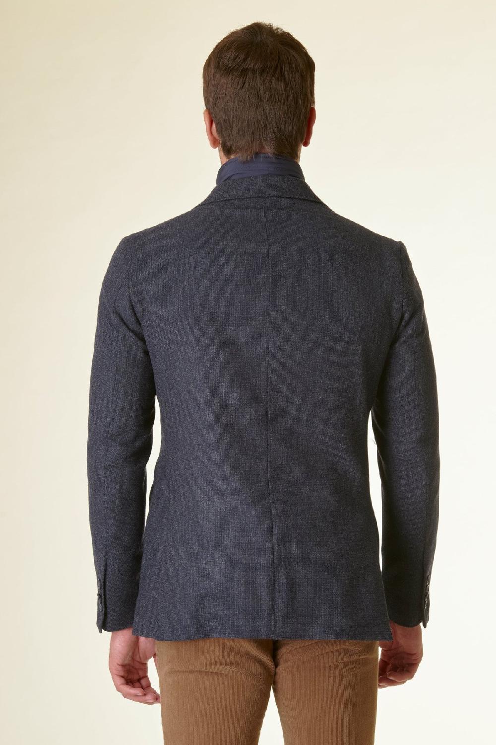 Angelico Giacca blu melange lana-cashmere pettorina custom Vendita Calda