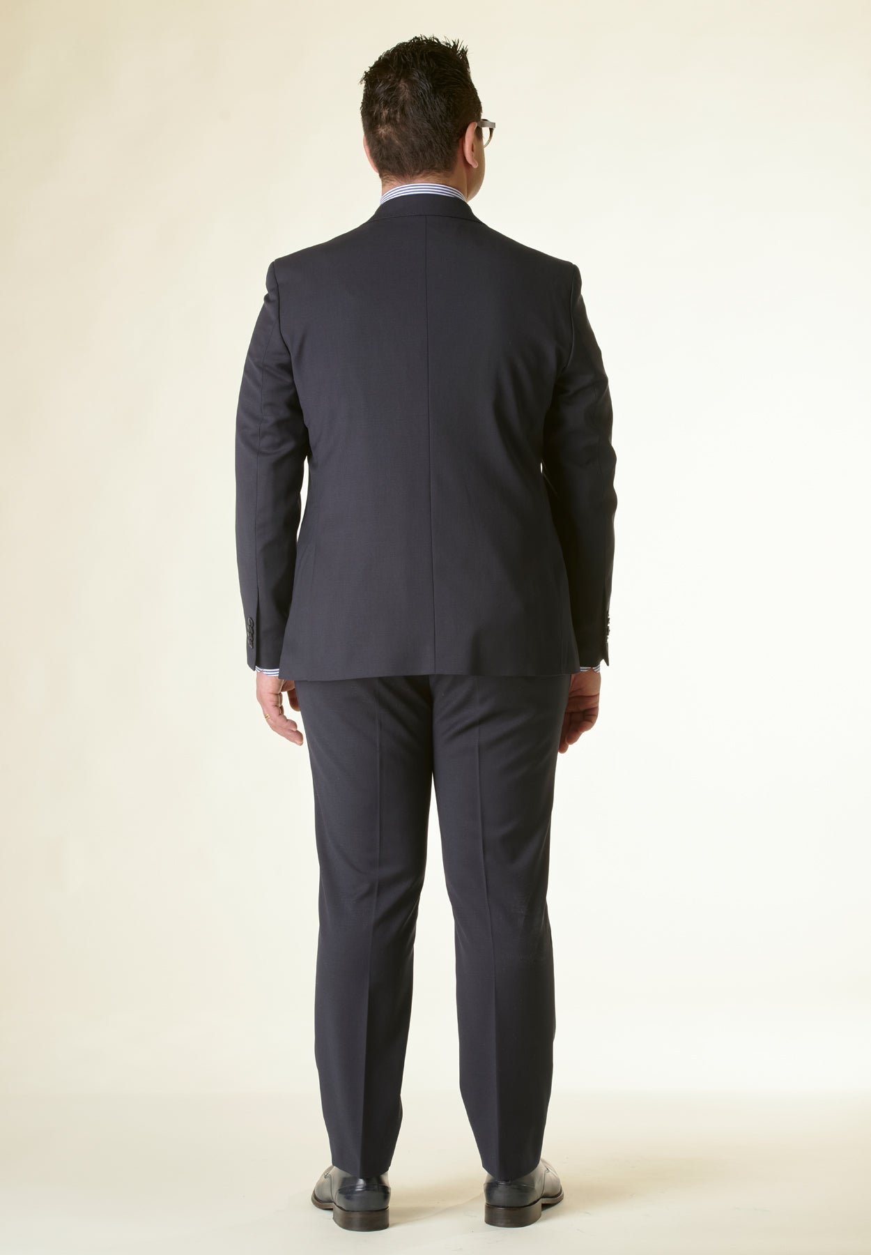 Angelico Abito blu scuro saglia di lana comfort fit corto Vendita Economica