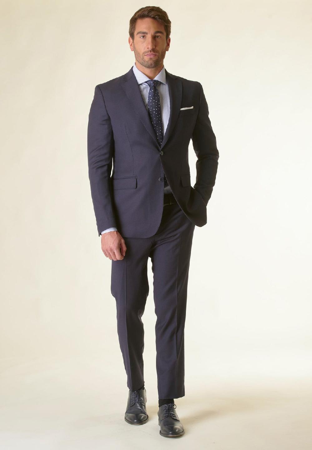Angelico Abito blu lana stretch custom fit Saldi Di Fabbrica