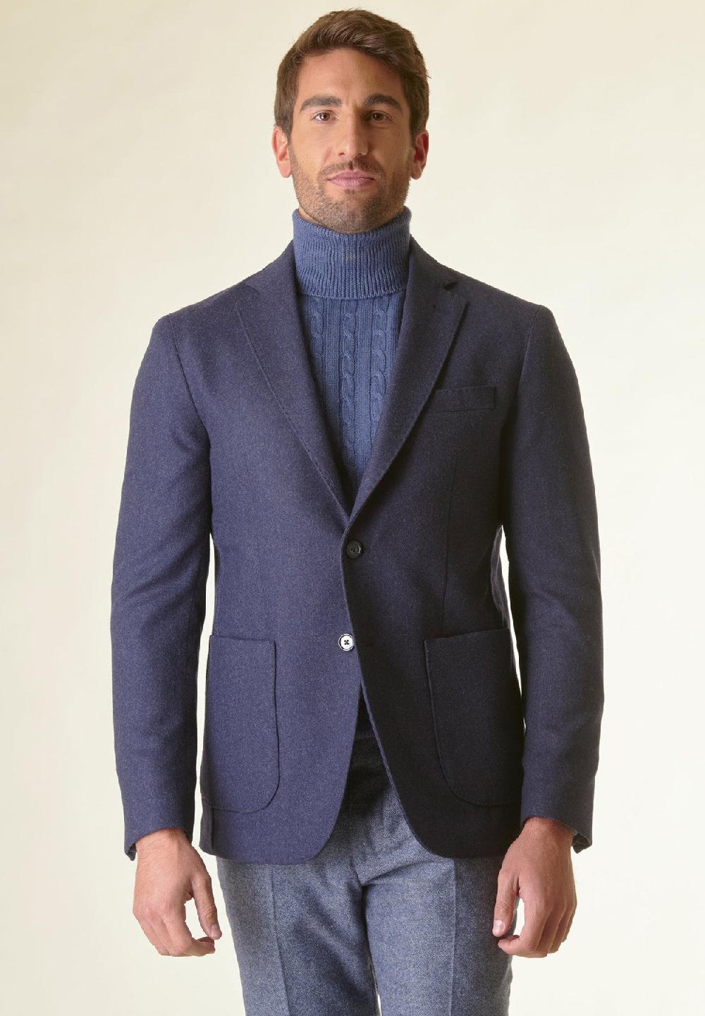 Angelico Giacca blu sfoderata lana-cashmere Custom I Più Venduti