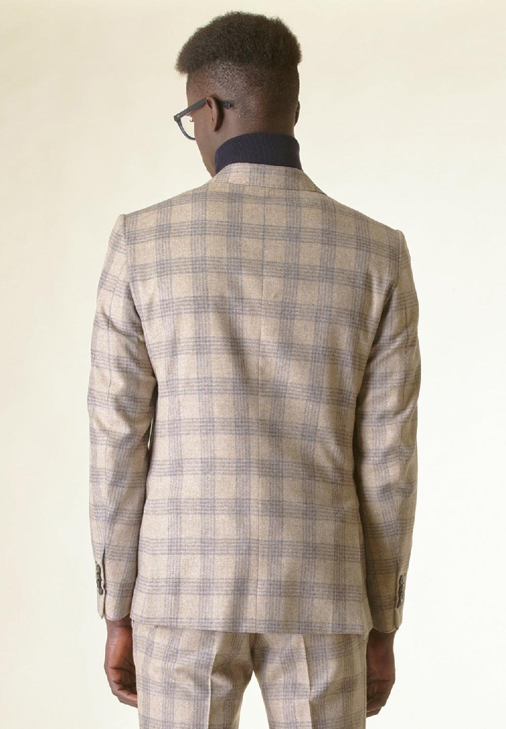Angelico Giacca Galles naturale-grigio lana-cashmere Custom Nuova