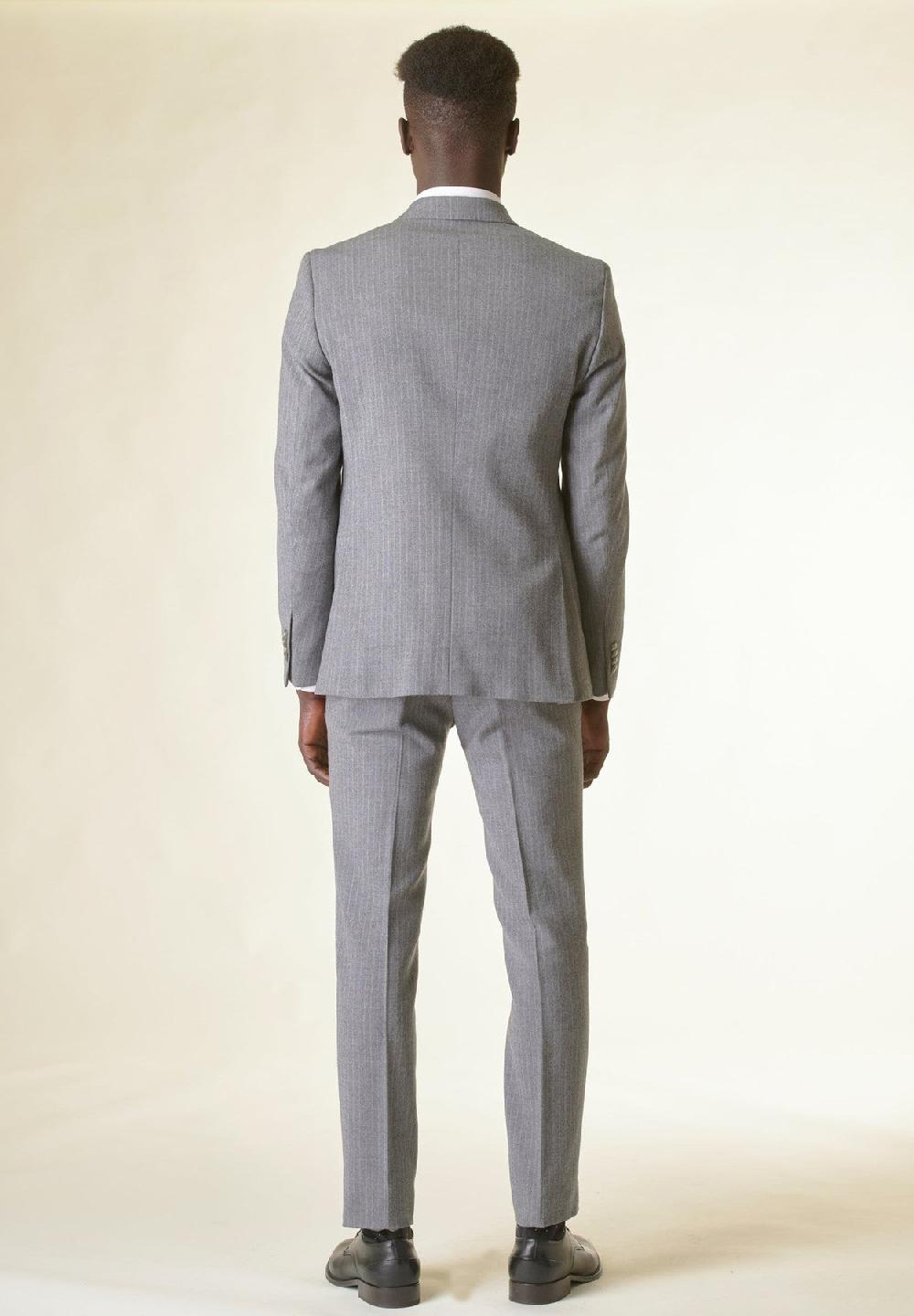 Angelico Abito grigio chiaro gessato lana stretch custom fit 2025