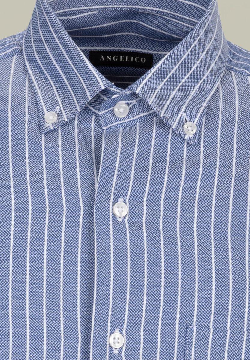 Angelico Camicia blu chiaro gessata bianca BD regular fit 2025