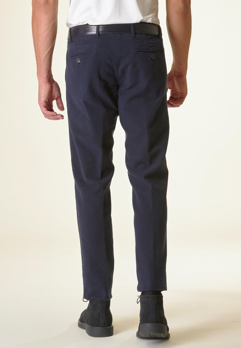 Angelico Pantalone blu pied poule fustagno slim Vendita