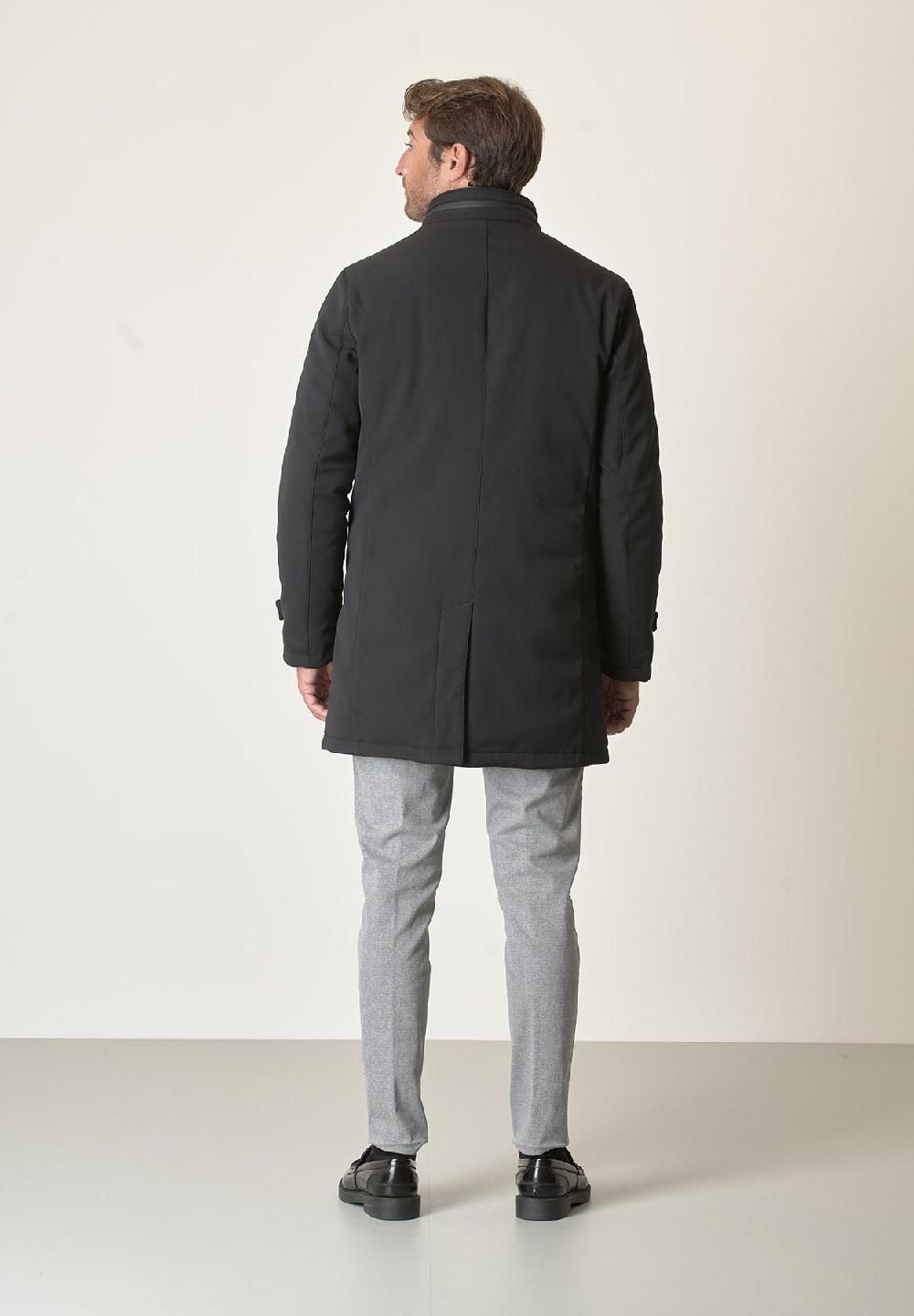 Angelico Cappotto tecnico nero trama leggera impermeabile Pezzi Unici