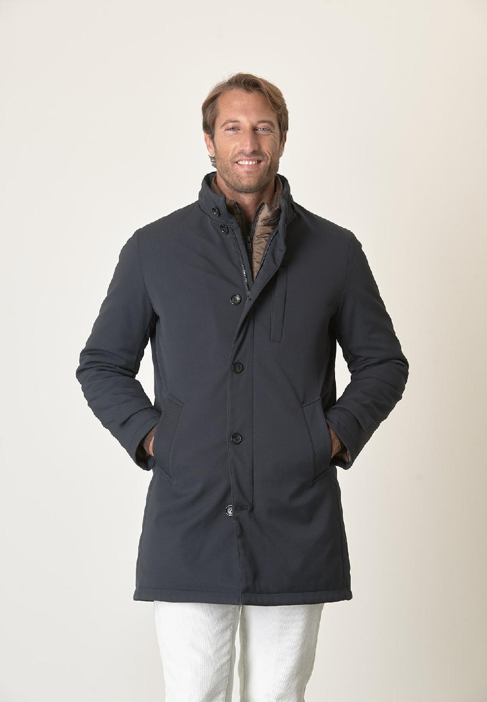 Angelico Cappotto tecnico blu trama leggera impermeabile Qualità Garantita
