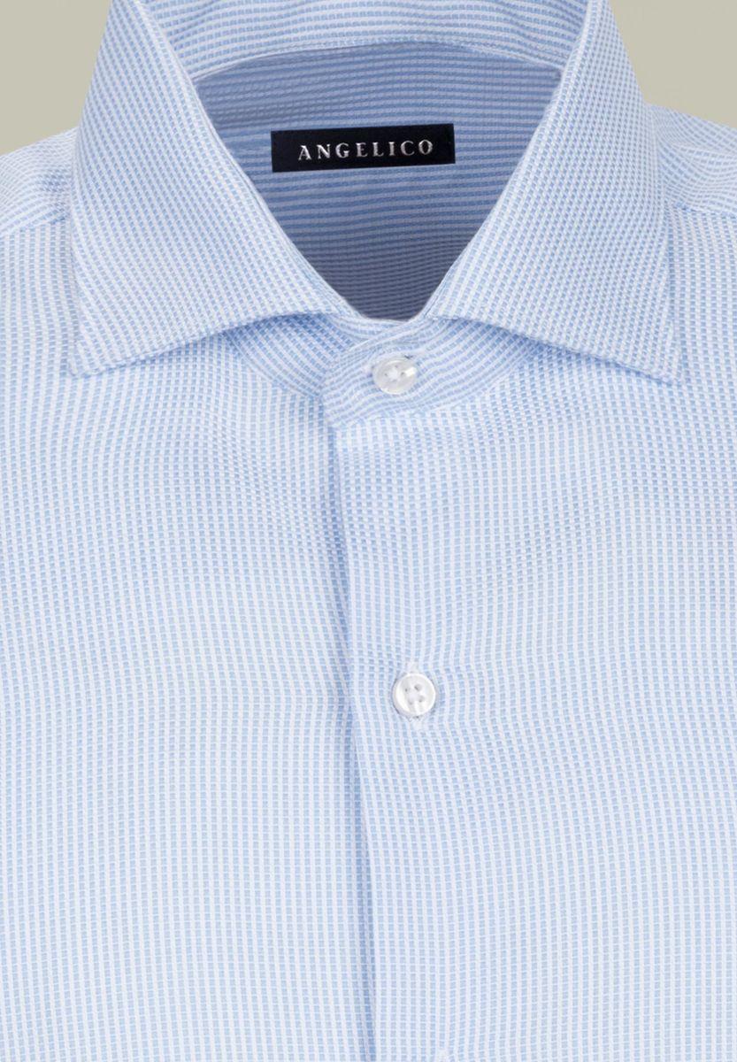 Angelico Camicia azzurra armatura quadretto francese regular fit Italia