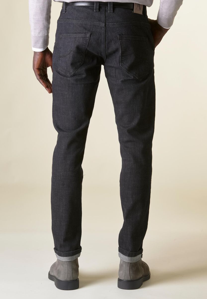 Angelico Jeans Nero 5tasche America risvolto fondo Custom Fino Al -60%