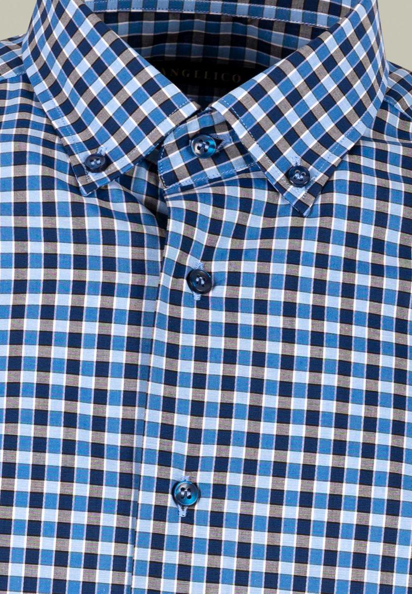 Angelico Camicia azzurro-blu quadretto BD slim Convenienza