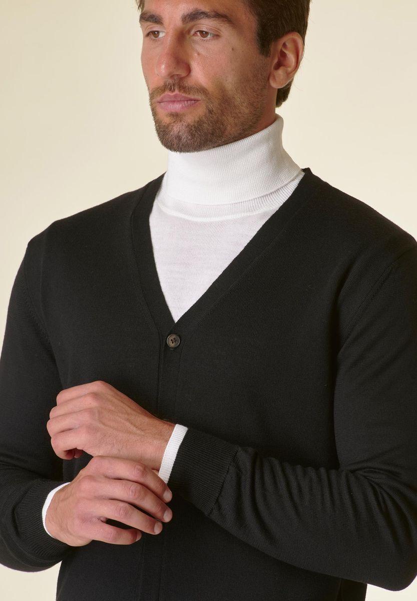 Angelico Cardigan nero bottoni merino Lana Gatto Offerta
