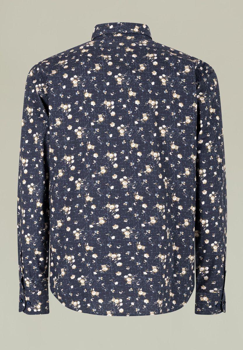 Angelico Camicia blu stampata fiori beige custom fit Economico