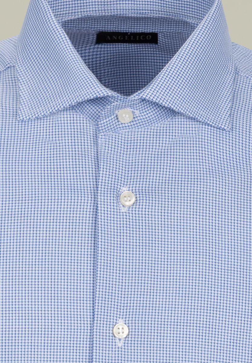 Angelico Camicia blu-bianco armatura quadretto slim Vendita Economica