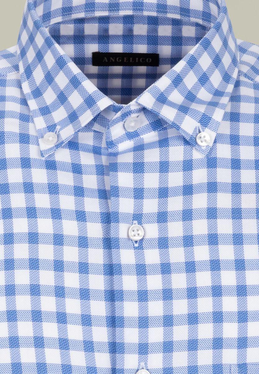 Angelico Camicia quadri azzurro-bianco BD regular fit Saldi Di Fabbrica