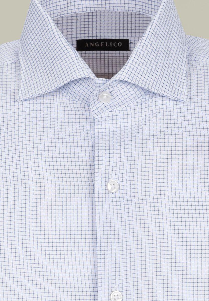 Angelico Camicia bianca quadrettino blu regular fit Vendite Flash