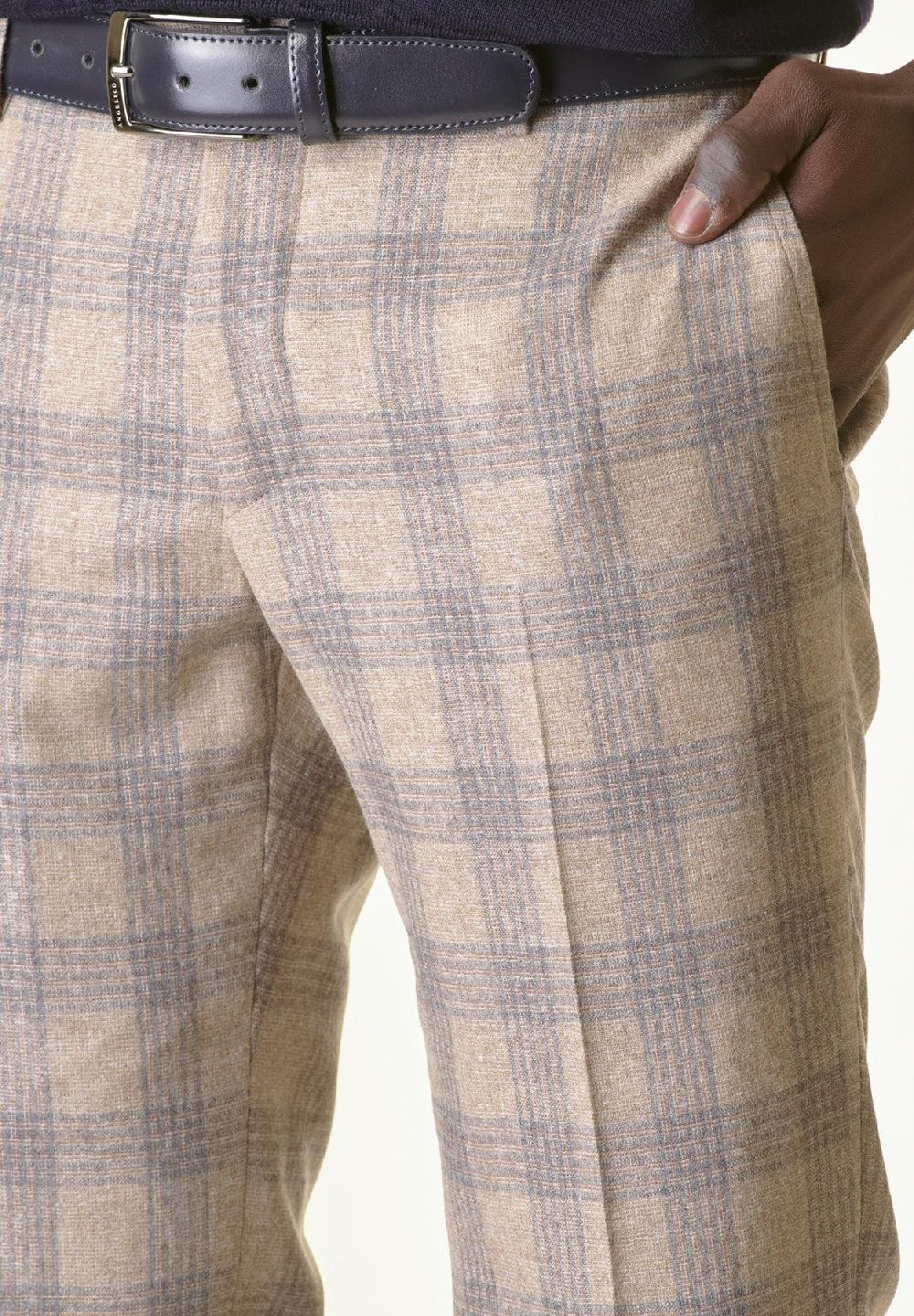 Angelico Pantalone galles naturale-grigio lana-cashmere Custom In Saldo