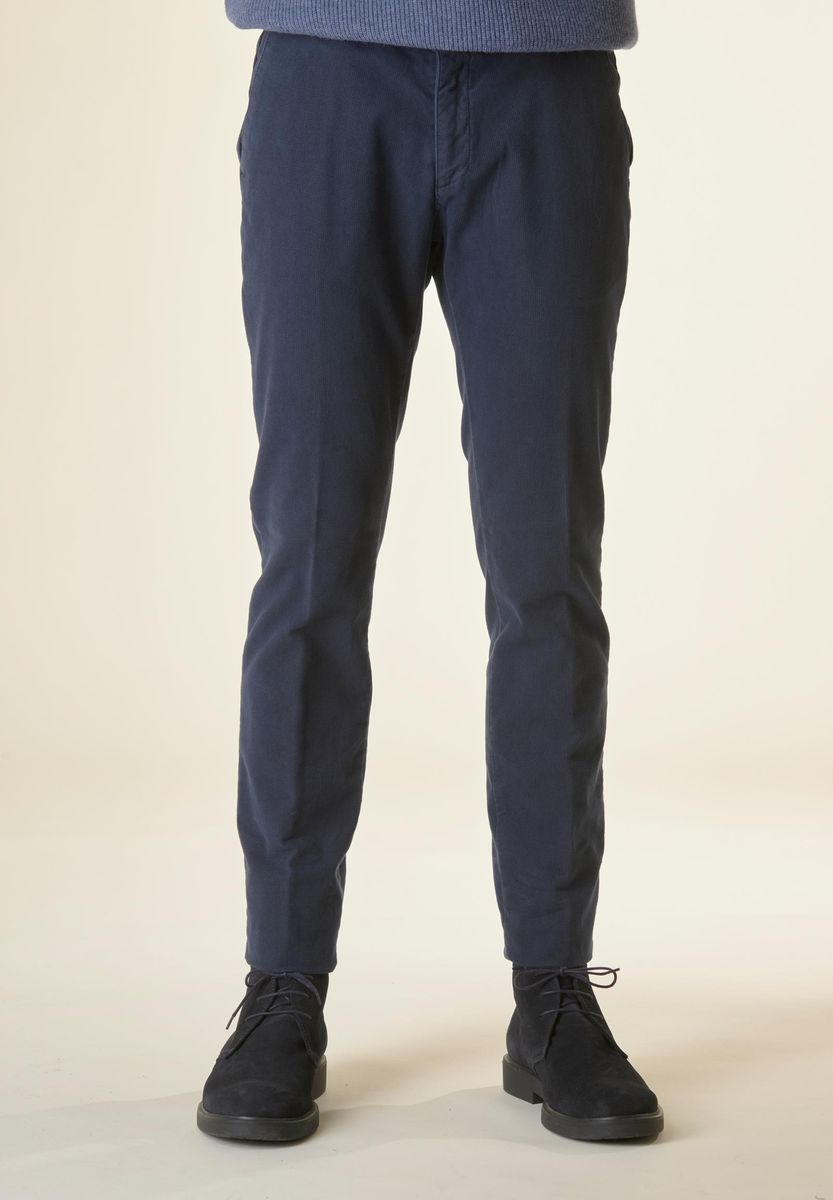 Angelico Pantalone blu fustagno microquadretto slim 2025