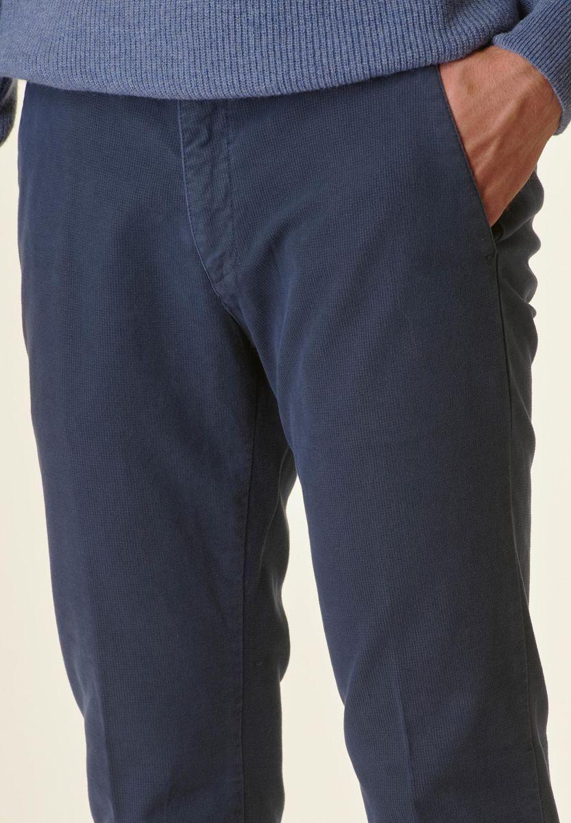Angelico Pantalone blu fustagno microquadretto slim 2025