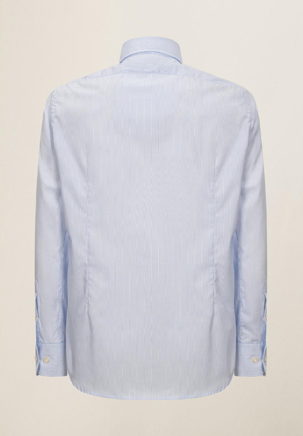 Angelico Camicia bianca azzurra rigata cotone no-stiro custom fit Italy