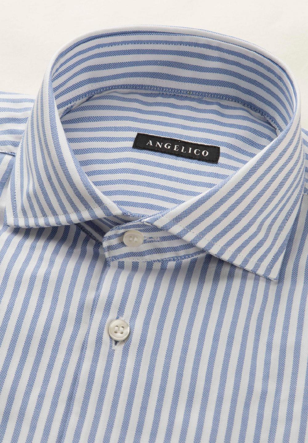Angelico Camicia azzurro bianco rigata cotone regular fit Italia