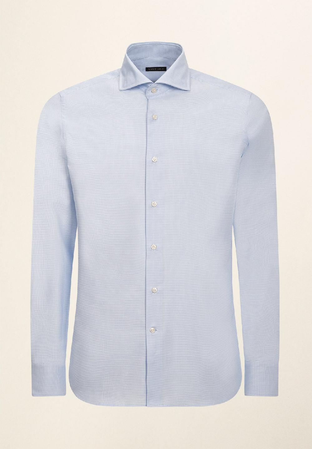 Angelico Camicia bianco azzurra microdisegno cotone slim fit 2025