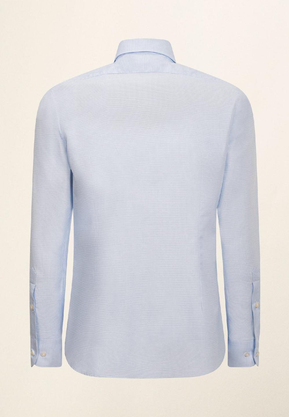 Angelico Camicia bianco azzurra microdisegno cotone slim fit 2025