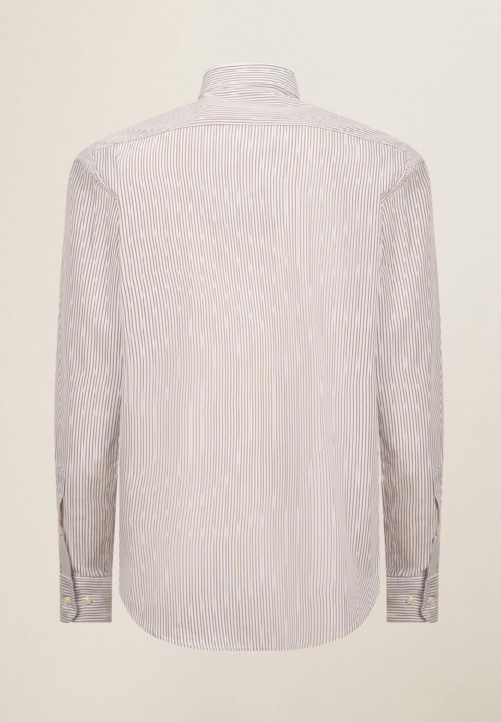 Angelico Camicia bianco marrone rigata cotone regular fit Nuovo