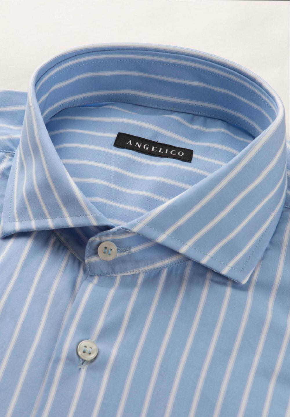Angelico Camicia azzurro banco rigata cotone regular fit Qualità