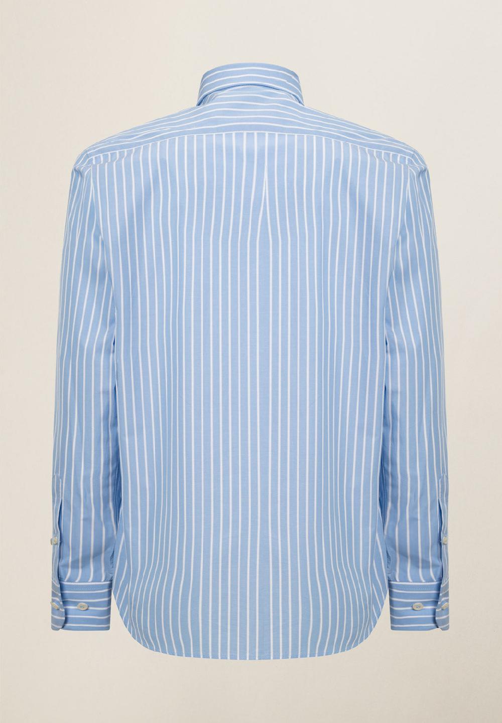 Angelico Camicia azzurro banco rigata cotone regular fit Qualità