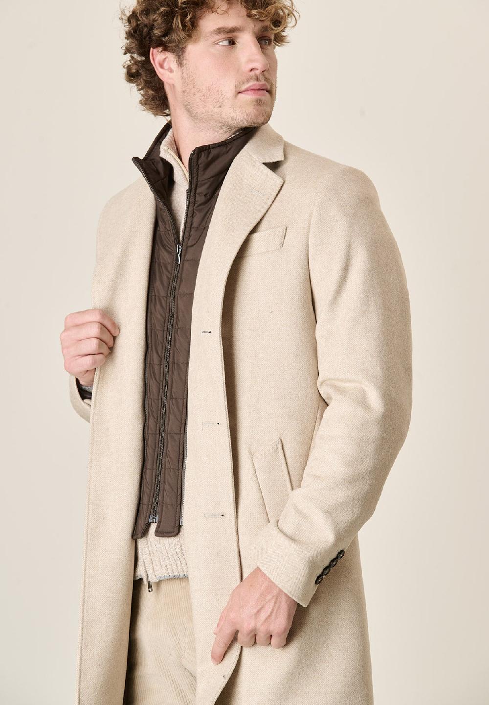 Angelico Cappotto naturale misto cashmere resca pettorina staccabile Nuova