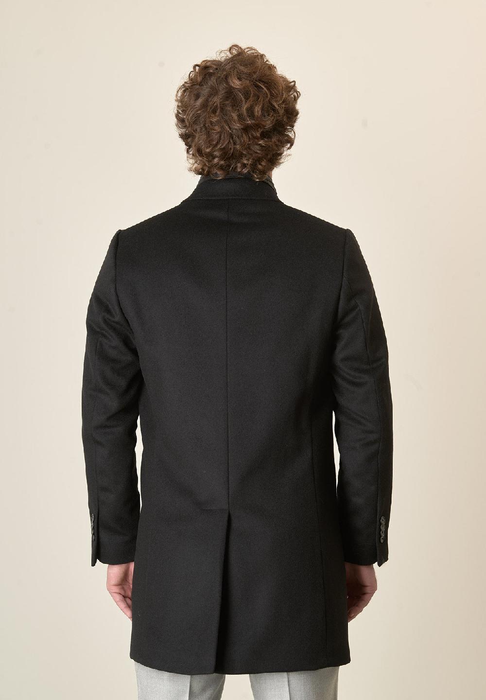 Angelico Cappotto nero misto cashmere pettorina staccabile Soddisfazione Garantita