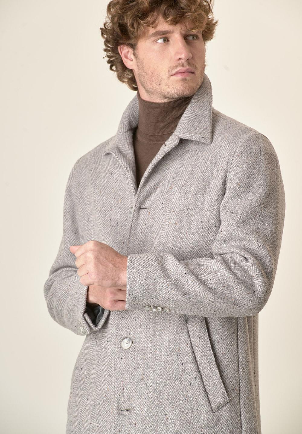 Angelico Cappotto grigio chiaro misto lana vergine resca oversize Qualità Garantita