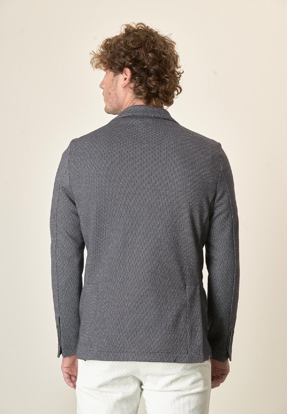 Angelico Giacca blu microdisegno decostruita custom fit Acquista Ora