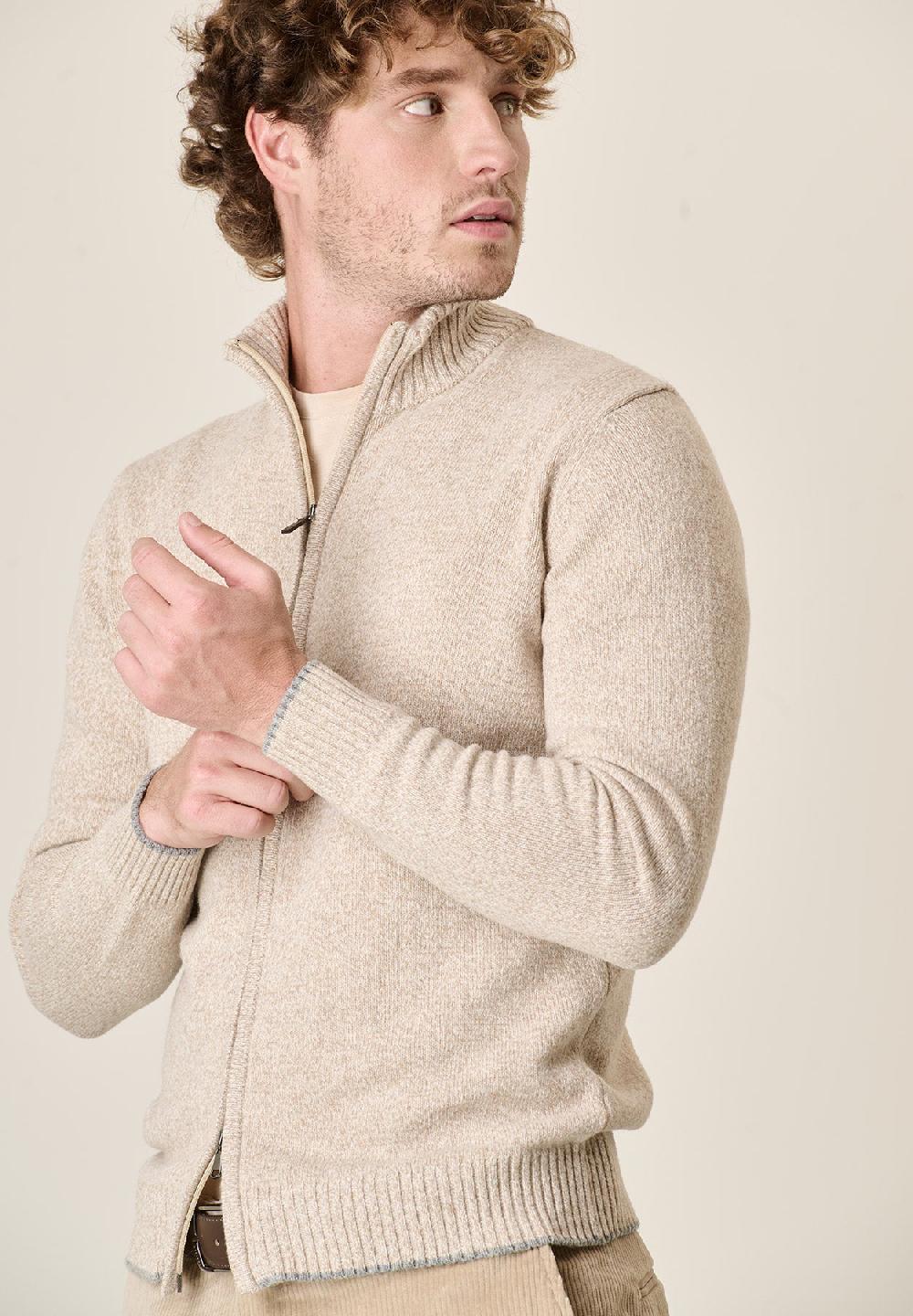 Angelico Giacca beige zip misto lana moulinè Prezzo Ridotto