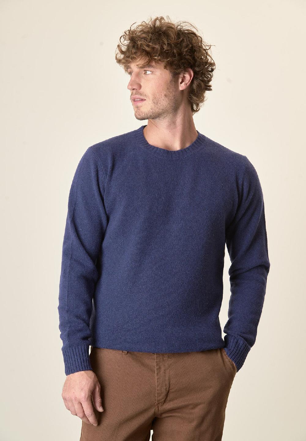 Angelico Girocollo bluette puro cashmere Sconto