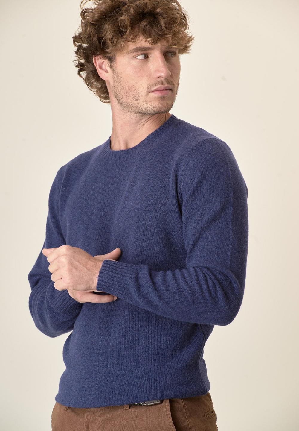Angelico Girocollo bluette puro cashmere Sconto
