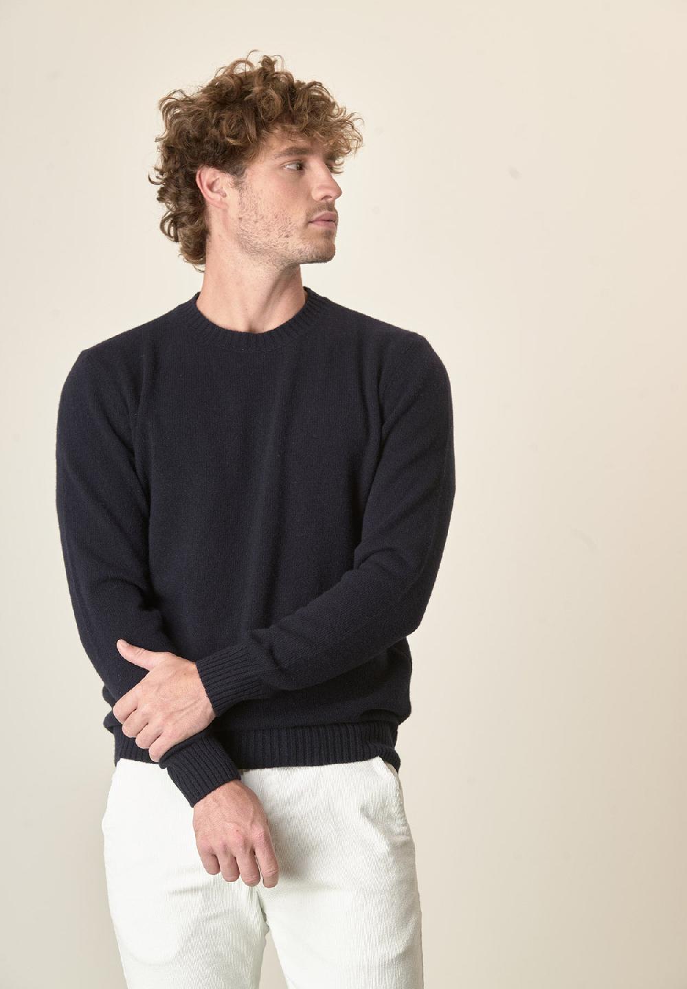 Angelico Girocollo blu puro cashmere Offerta