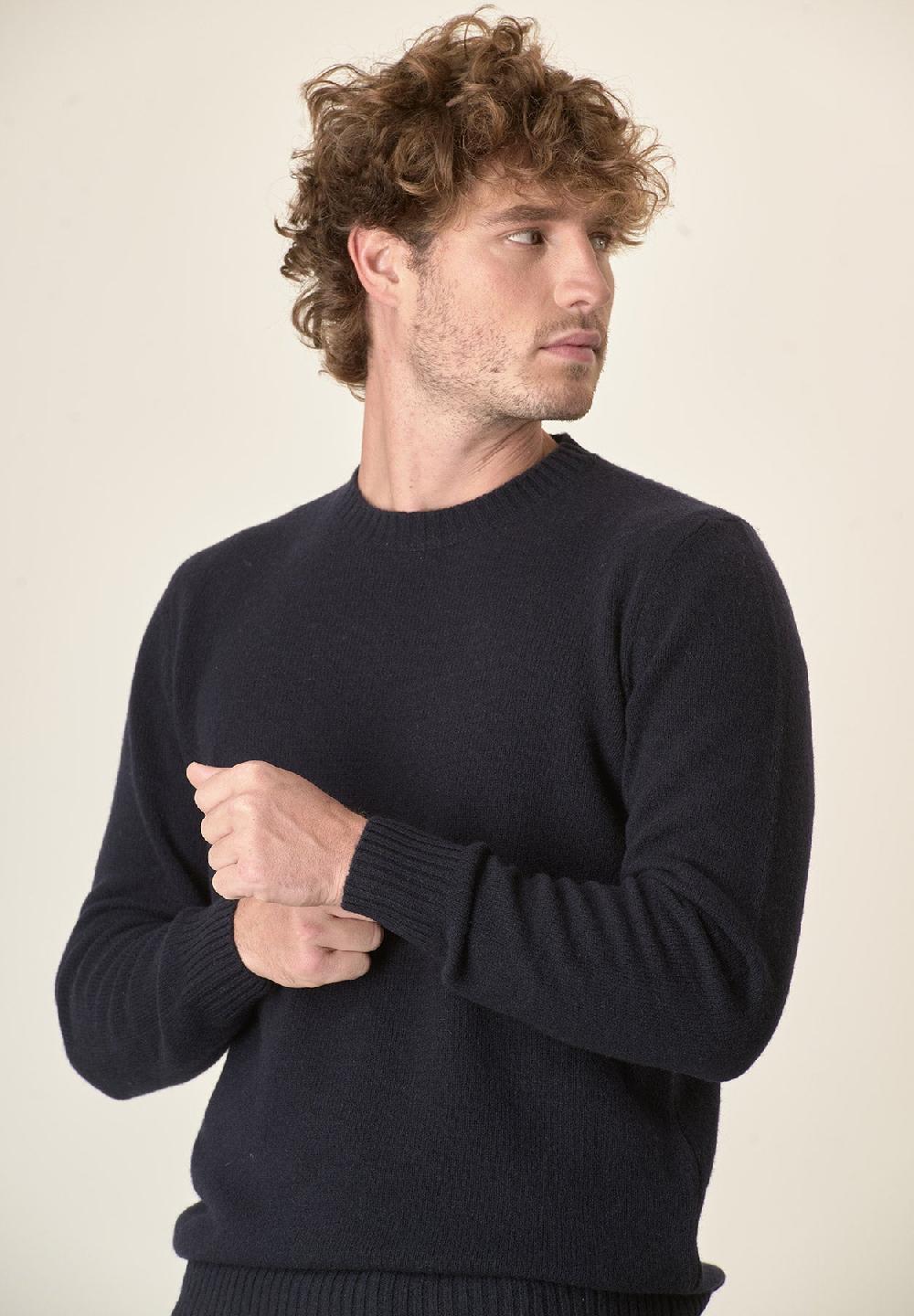 Angelico Girocollo blu puro cashmere Offerta
