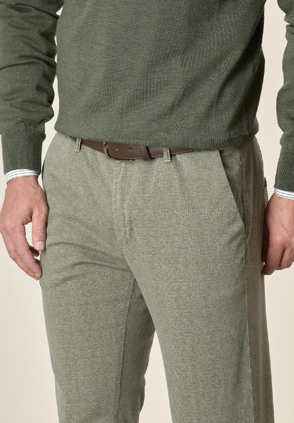 Angelico Pantalone verde salvia effetto lana cotone stretch slim fit Grandi sconti