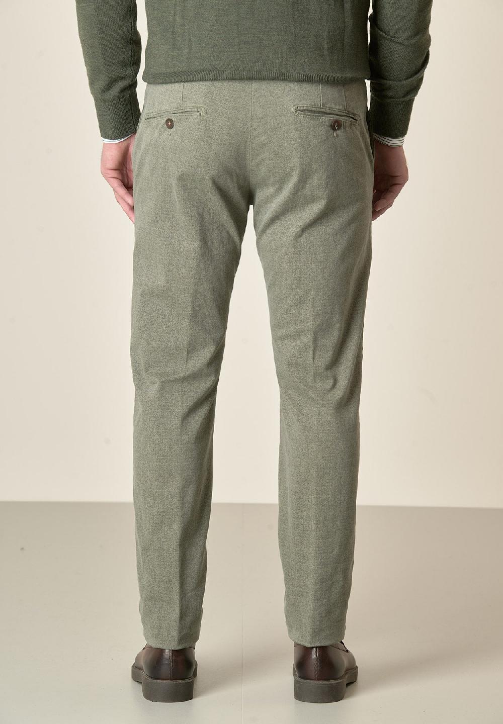 Angelico Pantalone verde salvia effetto lana cotone stretch slim fit Grandi sconti