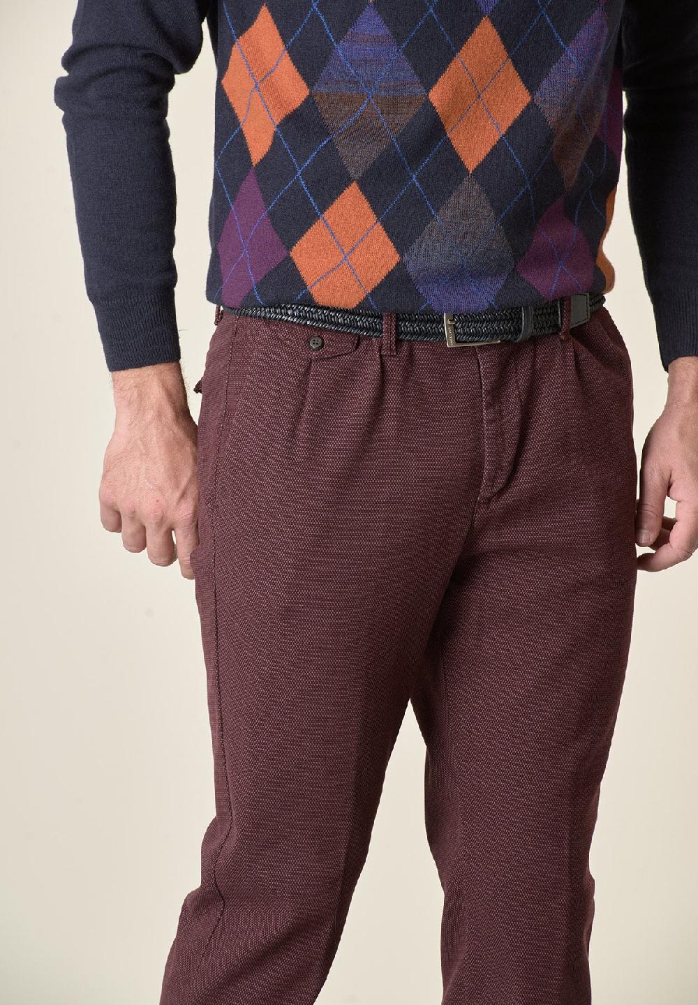 Angelico Pantalone vinaccia microdisegno doppia pinces slim fit Nuovi prodotti